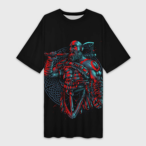 Женская длинная футболка Brutal Kratos / 3D-принт – фото 1