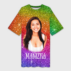 Женская длинная футболка Manizha Радужные блестки