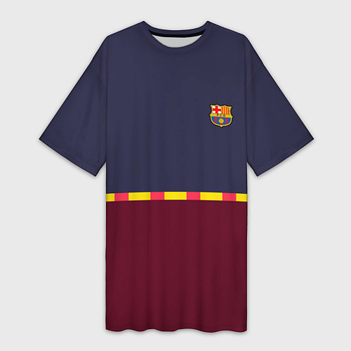 Женская длинная футболка FC Barcelona Flag and team Logo 202122 / 3D-принт – фото 1