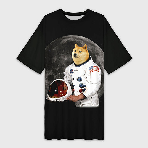 Женская длинная футболка Доги Космонавт / 3D-принт – фото 1