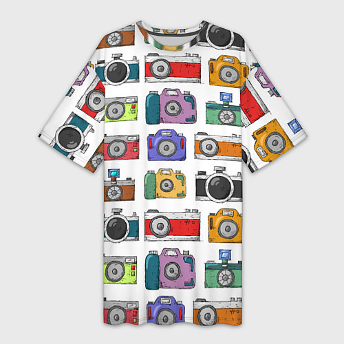Женская длинная футболка Фотоаппараты / 3D-принт – фото 1