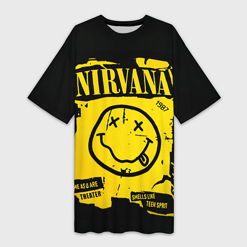 Женская длинная футболка Nirvana 1987 / 3D-принт – фото 1