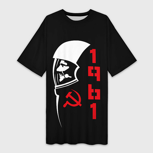 Женская длинная футболка Гагарин - СССР 1961 / 3D-принт – фото 1