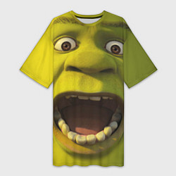 Футболка женская длинная Shrek is Yelling, цвет: 3D-принт