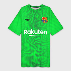 Футболка женская длинная FC Barcelona Goalkeeper 202122, цвет: 3D-принт