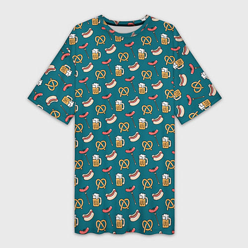 Женская длинная футболка Узор для Октоберфеста / 3D-принт – фото 1