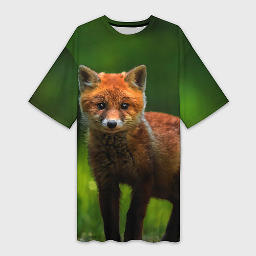 Женская длинная футболка Маленький лисенок / 3D-принт – фото 1