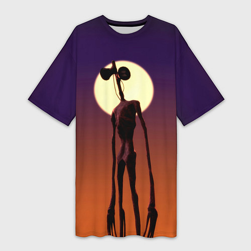 Женская длинная футболка Сиреноголовый Хоррор Закат / 3D-принт – фото 1