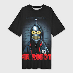 Футболка женская длинная Bender x mr robot, цвет: 3D-принт