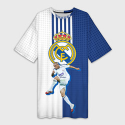 Футболка женская длинная Роберто Карлос Реал Мадрид, цвет: 3D-принт