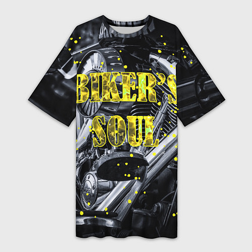 Женская длинная футболка Bikers Soul Душа байкера / 3D-принт – фото 1