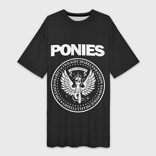 Женская длинная футболка Pony x Ramones / 3D-принт – фото 1