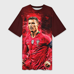 Женская длинная футболка Криштиану Роналду Португалия