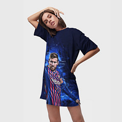 Футболка женская длинная Lionel Messi Barcelona 10, цвет: 3D-принт — фото 2