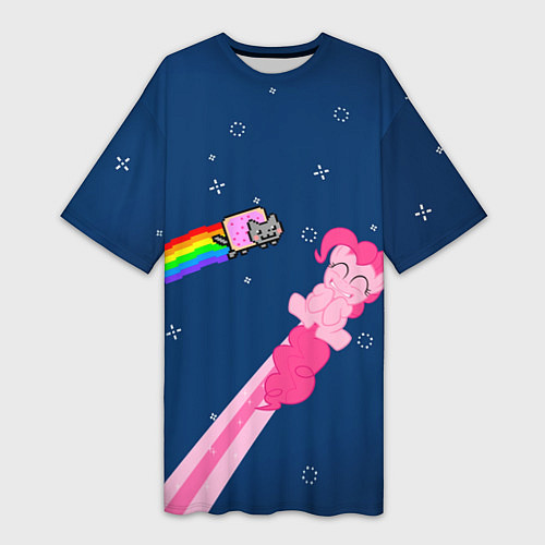 Женская длинная футболка Nyan cat x Pony / 3D-принт – фото 1