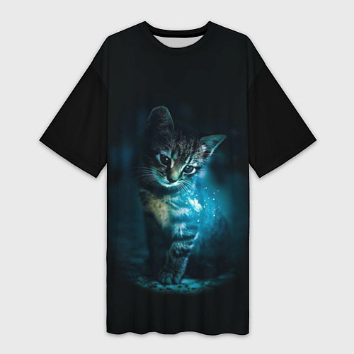Женская длинная футболка Красивый кот / 3D-принт – фото 1
