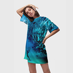 Футболка женская длинная Фото дайвинг, цвет: 3D-принт — фото 2