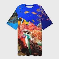 Женская длинная футболка Морская черепаха