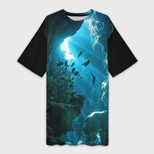 Женская длинная футболка Коралловые рыбки / 3D-принт – фото 1