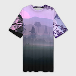 Женская длинная футболка Forest at sunset