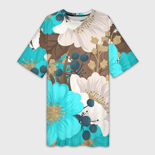 Женская длинная футболка Красивые цвеТы / 3D-принт – фото 1