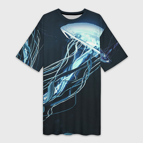 Женская длинная футболка Рисунок медуза / 3D-принт – фото 1