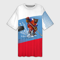 Женская длинная футболка Русский хоккей