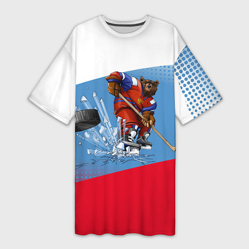 Женская длинная футболка Русский хоккей / 3D-принт – фото 1