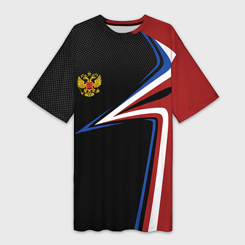 Женская длинная футболка РОССИЯ RUSSIA UNIFORM / 3D-принт – фото 1