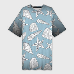 Женская длинная футболка Морские обитатели