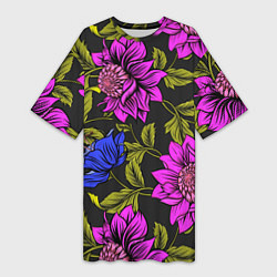 Женская длинная футболка Цветочный Паттерн