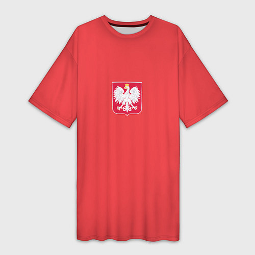Женская длинная футболка Польша футбольная форма / 3D-принт – фото 1