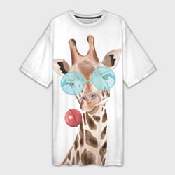 Женская длинная футболка Жираф в очках