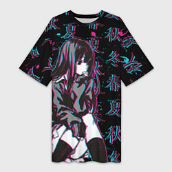Женская длинная футболка Sad Anime Girl