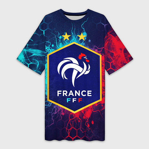Женская длинная футболка Сборная Франции / 3D-принт – фото 1