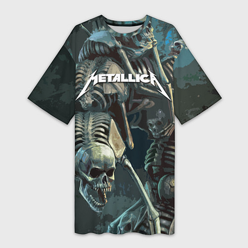 Женская длинная футболка Metallica Metal Skull / 3D-принт – фото 1