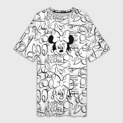 Женская длинная футболка Minnie Mouse ЧБ