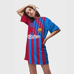 Футболка женская длинная Форма Барселоны 20212022, цвет: 3D-принт — фото 2