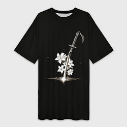 Женская длинная футболка Nier - Sword and Flowers
