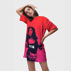 Футболка женская длинная Фанатка NIN, цвет: 3D-принт — фото 2