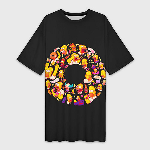 Женская длинная футболка Пончик Гомер / 3D-принт – фото 1