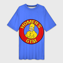 Женская длинная футболка Спортзал Гомера