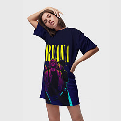 Футболка женская длинная Nirvana Neon, цвет: 3D-принт — фото 2