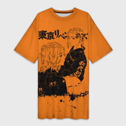 Женская длинная футболка Токийские мстители ораньжевый
