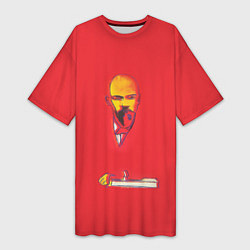 Женская длинная футболка Энди Уорхол - Красный Ленин