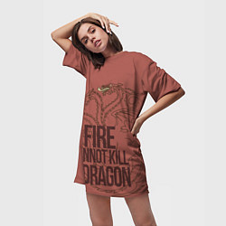 Футболка женская длинная Fire Cannot Kill a Dragon, цвет: 3D-принт — фото 2