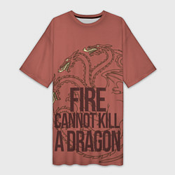 Женская длинная футболка Fire Cannot Kill a Dragon