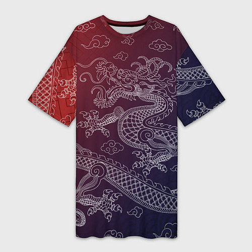 Женская длинная футболка Традиционный китайский дракон / 3D-принт – фото 1