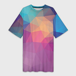 Женская длинная футболка Цветные полигоны - Градиент
