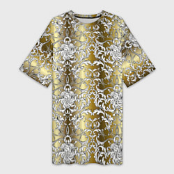 Женская длинная футболка Versace gold & white